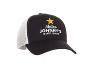 MJ's 6 Panel White Mesh Snapback Trucker Hat