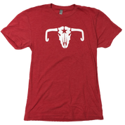 Mellow Johnny's Bike Shop Cowskull t-shirt in red heather