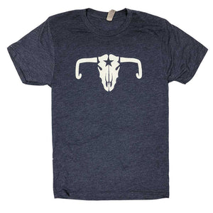 Mellow Johnny's Bike Shop Cow Skull t-shirt in storm gray