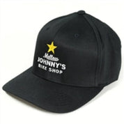 Black cap with 'Mellow Johnny's Bike Shop' logo on a white background